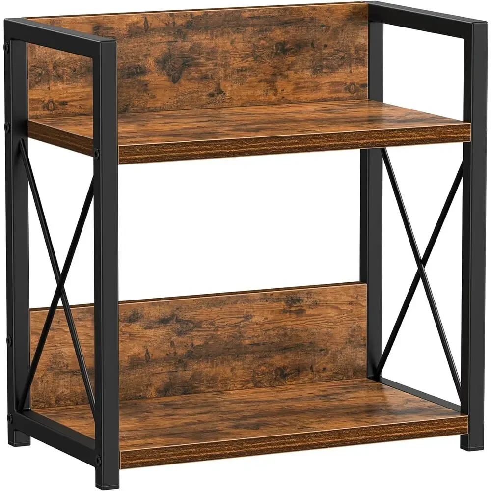 2 Tier Kitchen Organizer Rack Storage Shelf Countertop Coffee Bar Wood Metal